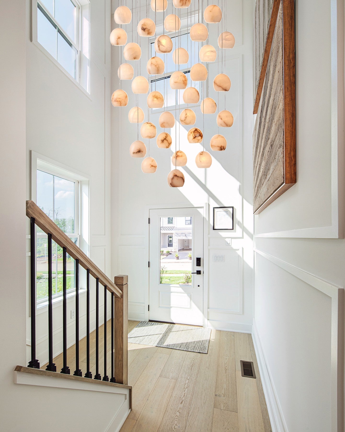 Arica Round Gold Alabaster Chandelier
