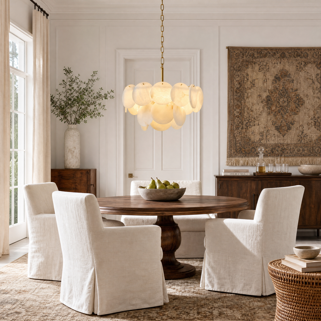 18" Round Alabaster Chandelier