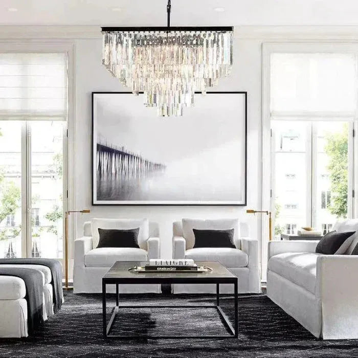 1920s Odaon Crystal Square Chandelier 22" 34" 47"-