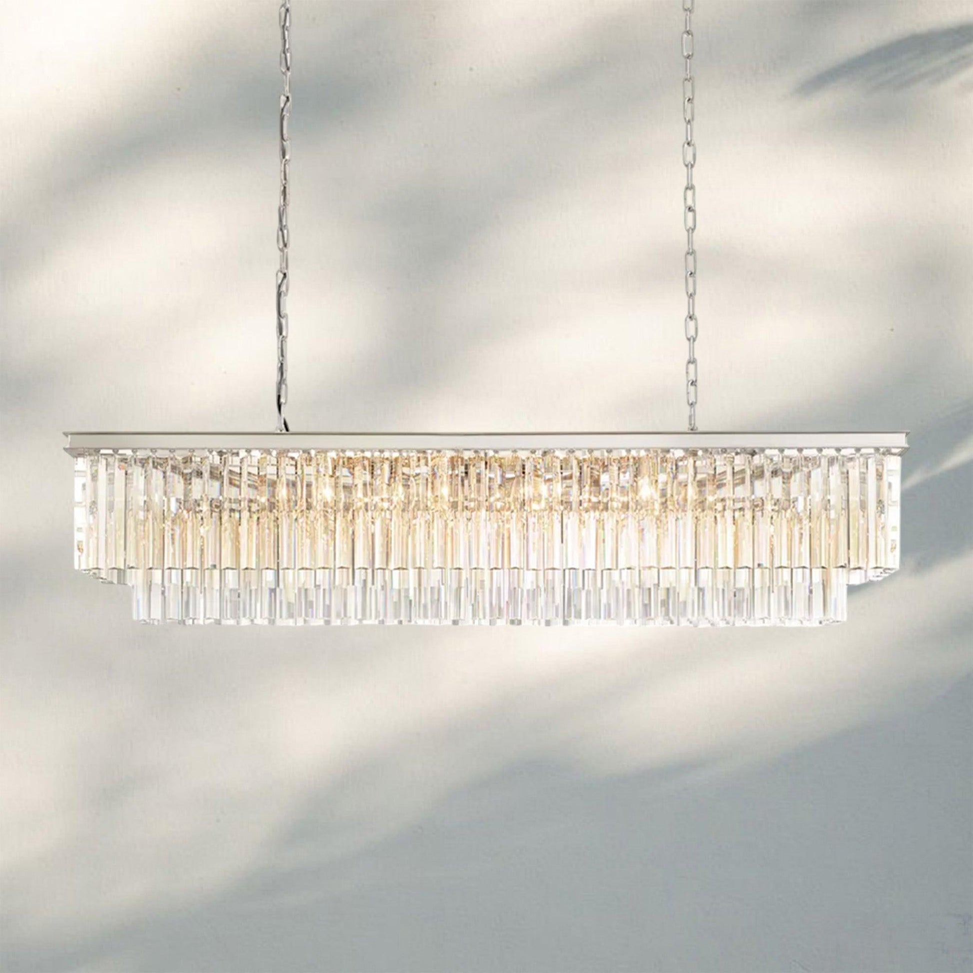 1920S Odaon Rectangular Chandelier 40-59"-Polished Nickel-