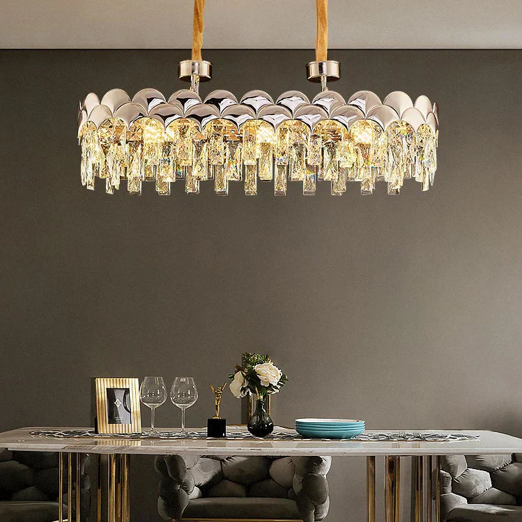 Modern Fish Scale Tiered Crystal Pendant Chandelier Suit for Living Room & Bedroom