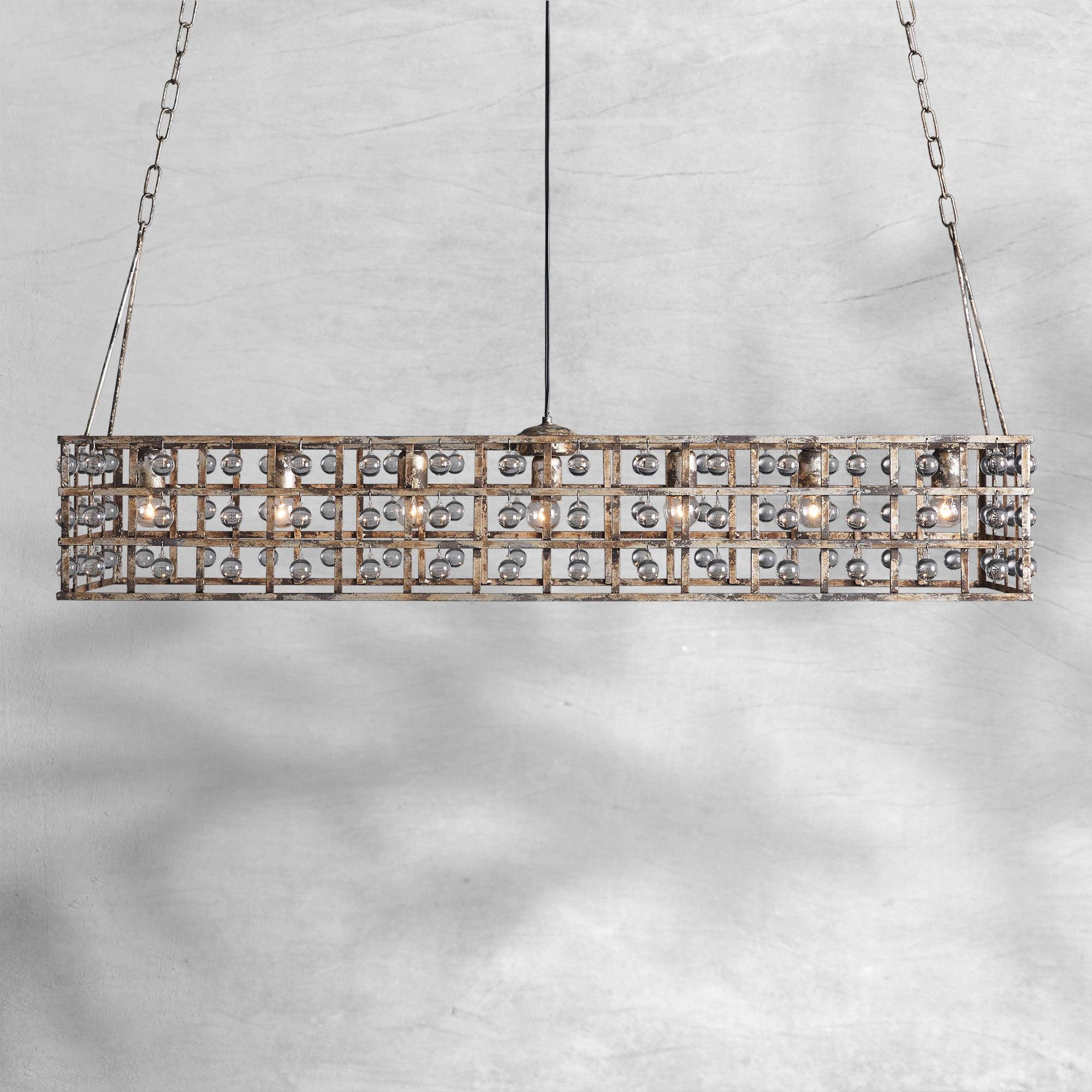 Aubrey Rectangular Chandelier 7 Light