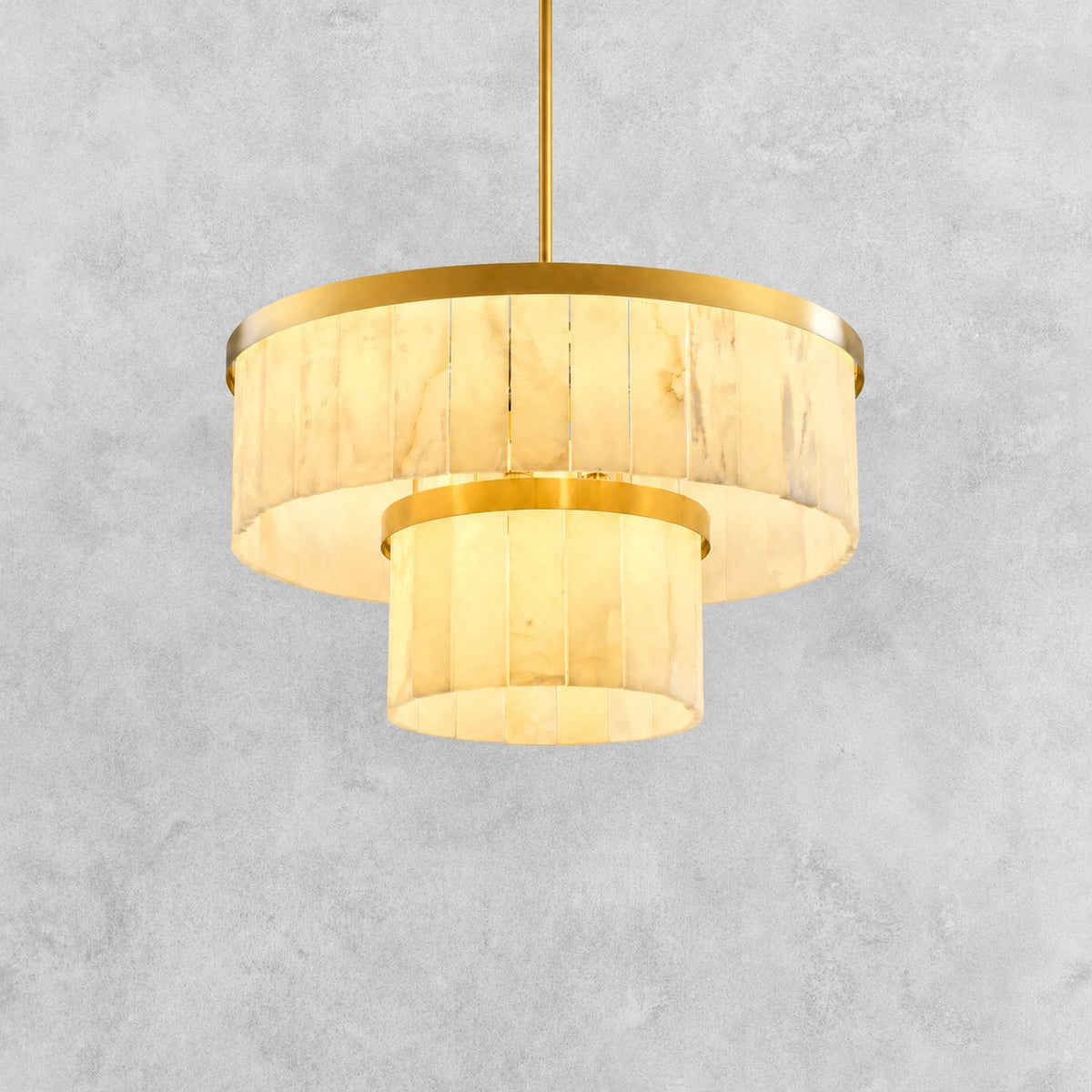 24" 2-Tier Alabaster Round Chandelier - Gold