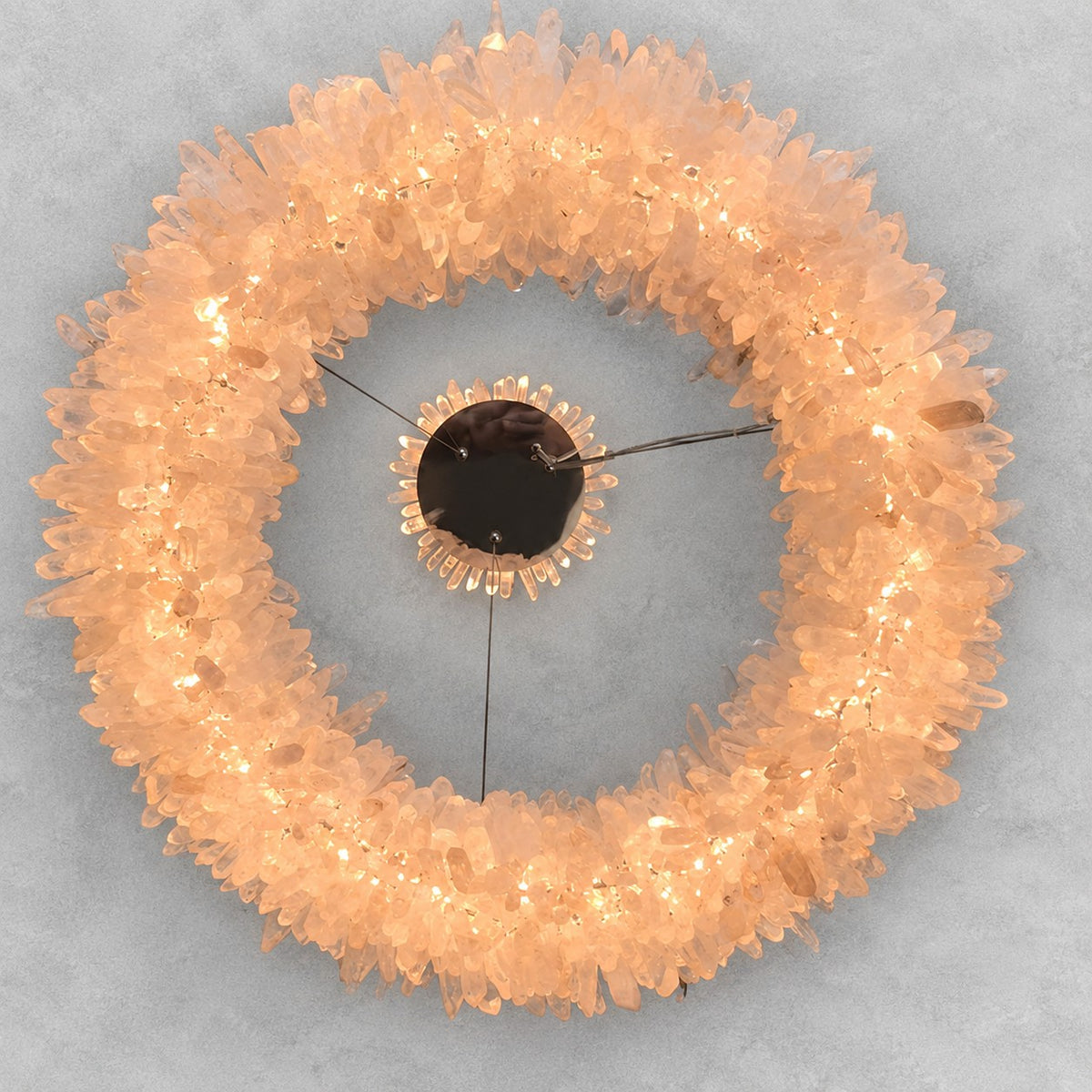 24-47 Inch Round Clear Geode Quartz Crystal Ring Pendant Light Modern Chandelier for Living Room