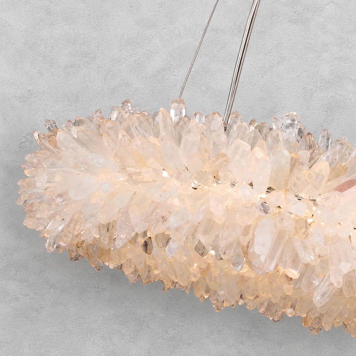 24-47 Inch Round Clear Geode Quartz Crystal Ring Pendant Light Modern Chandelier for Living Room