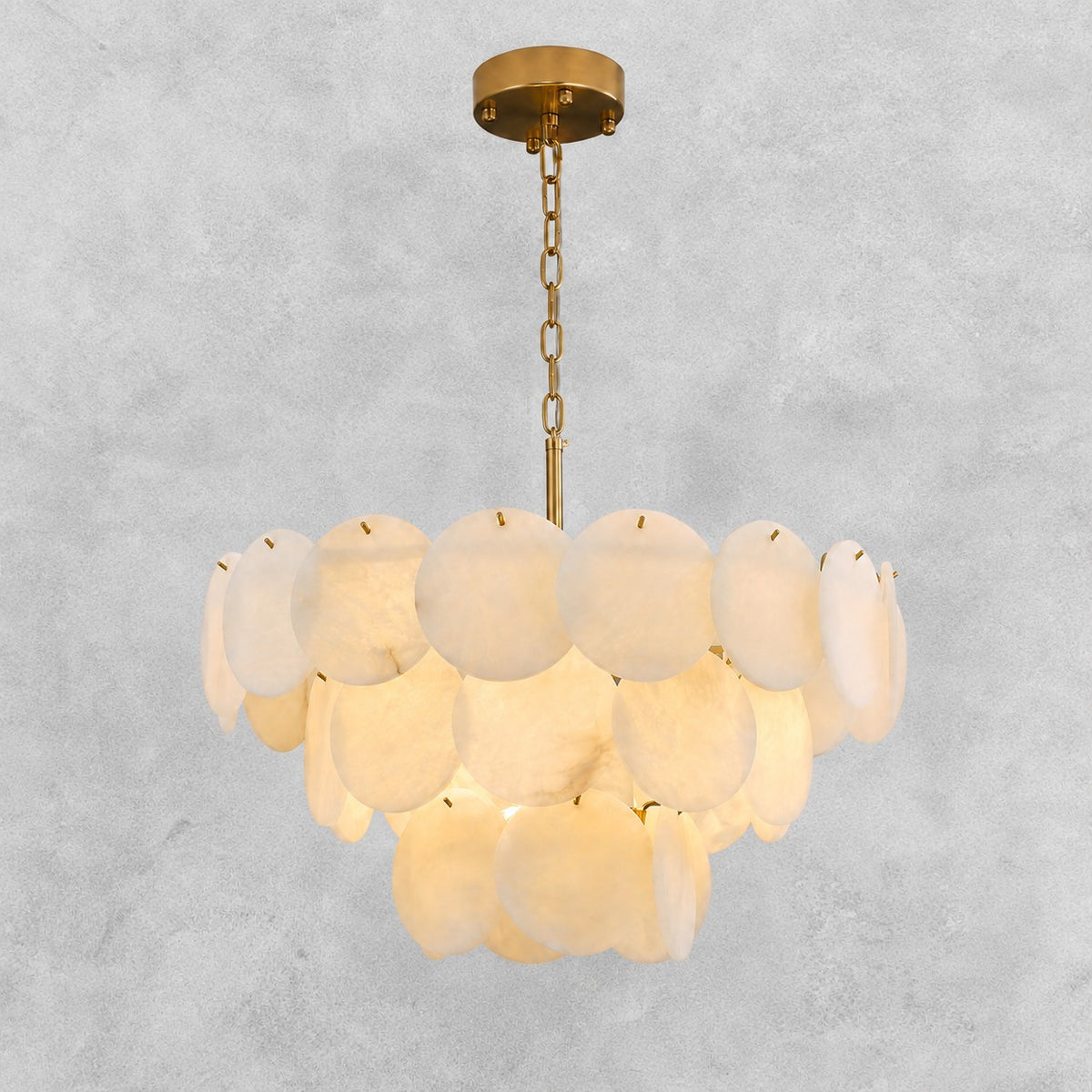 26" Natural Alabaster Round Chandelier