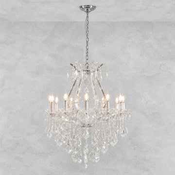 28.3" 12-Light Maria Theresa Crystal Chandelier - Silver