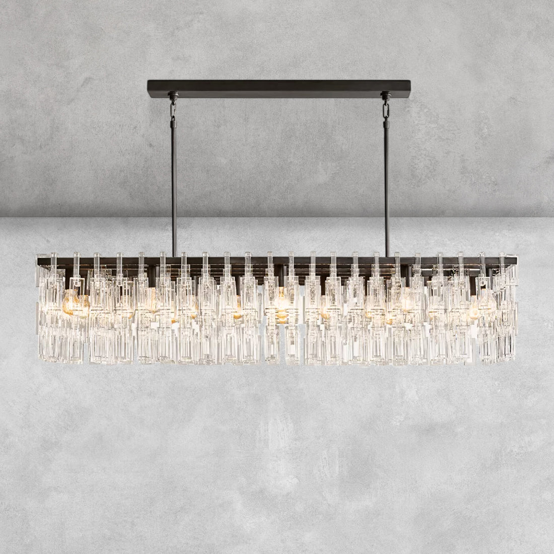 Aurelia K9 Crystal Modern Rectangular Chandelier 60"