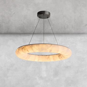 Riora Lisse Alabaster Round Chandelier 31" 41" 61"D
