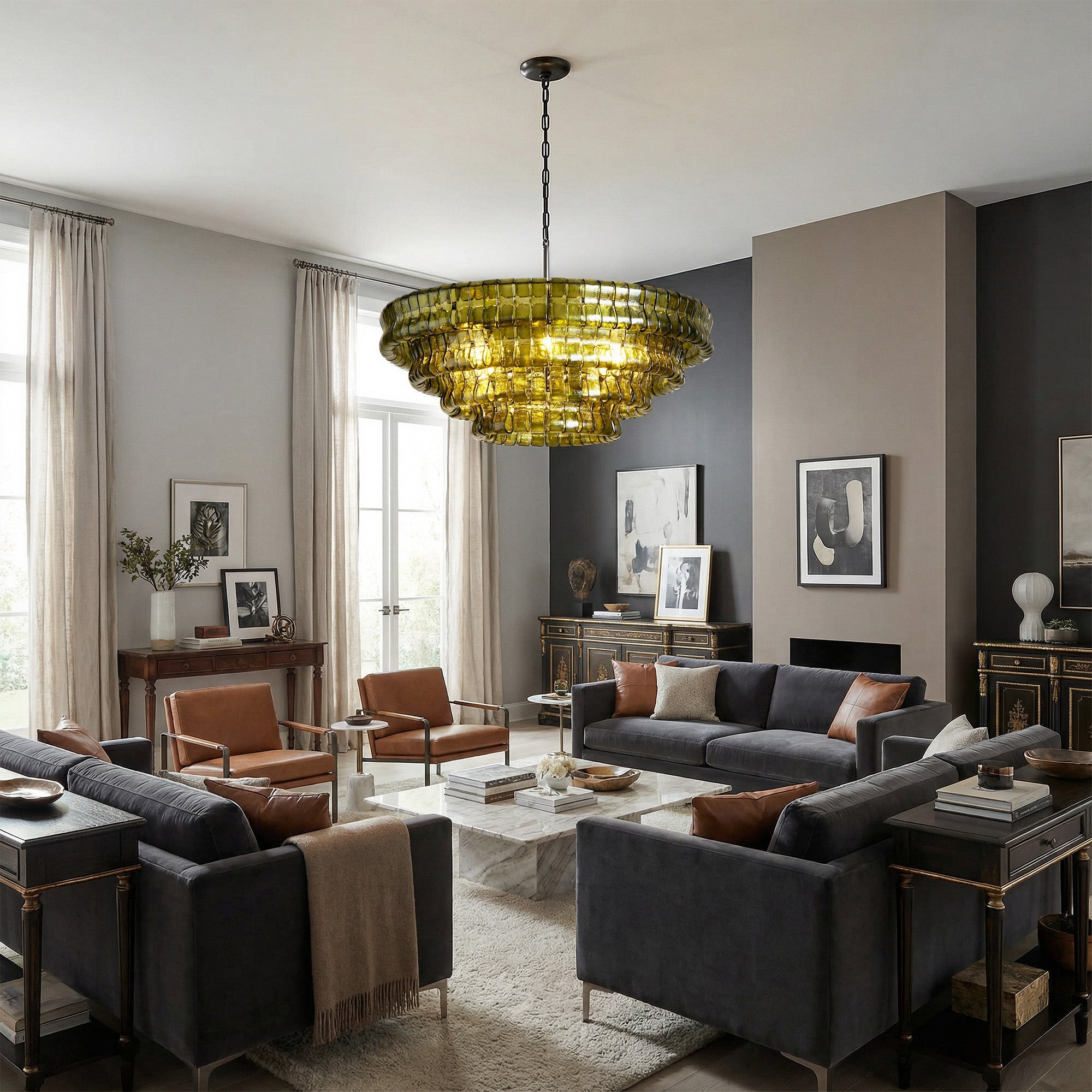 Ghiaccio Round Chandelier 24"36"48"60"