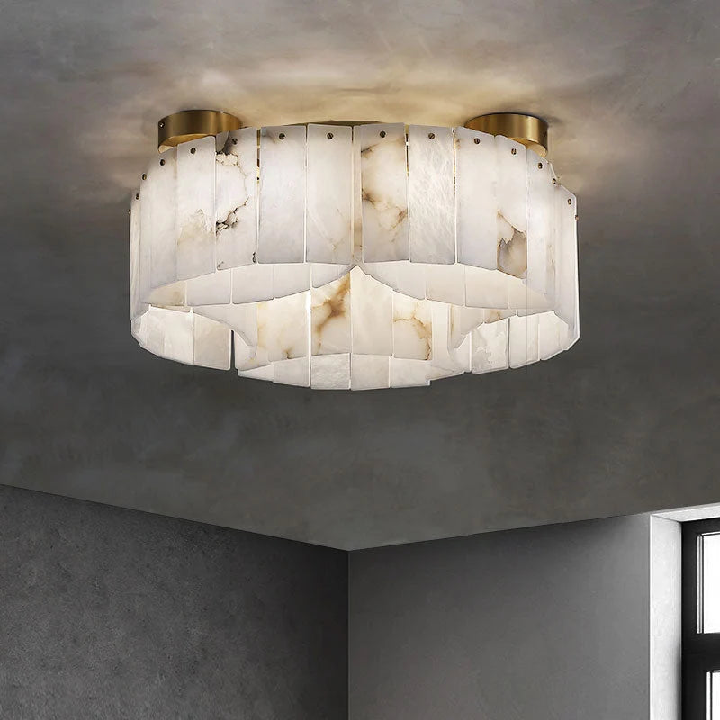 Contemporary Alabaster Flush Mount Ceiling Lamp