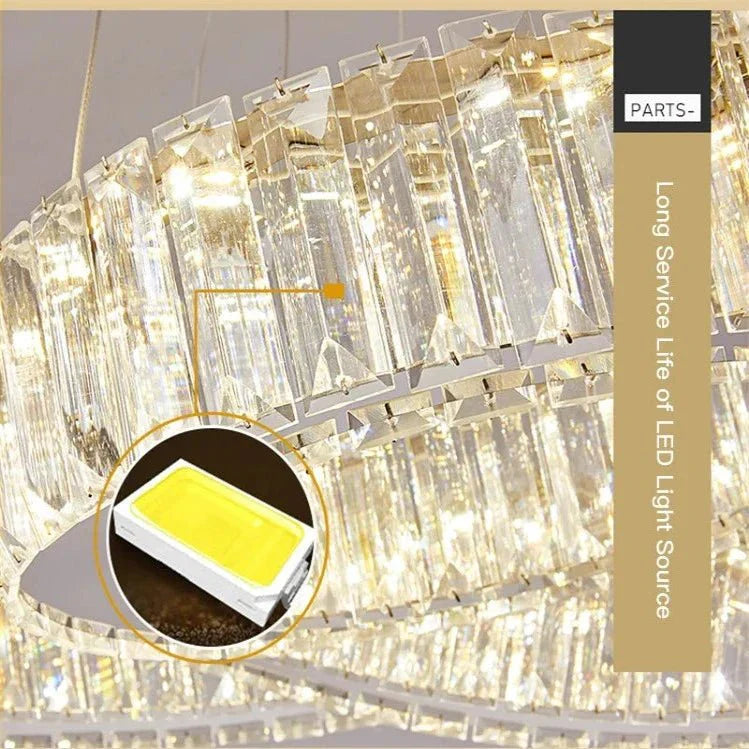 6 Tier Crystal Ring Chandelier for High Ceiling - ChromeWarm white 3000KTrivellolab