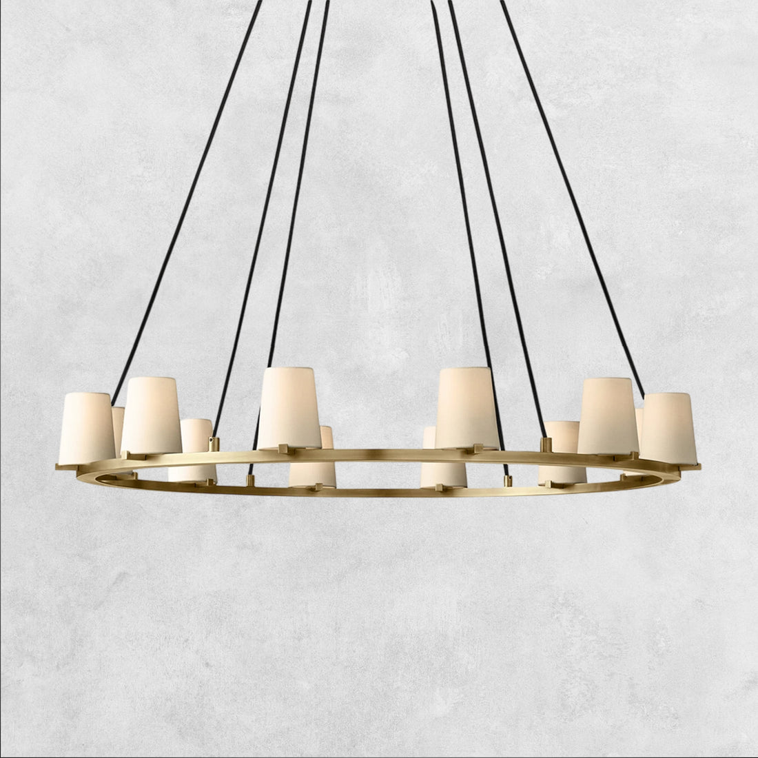 Pauilla Fabric Shade Round Chandelier 36" 48" 60″