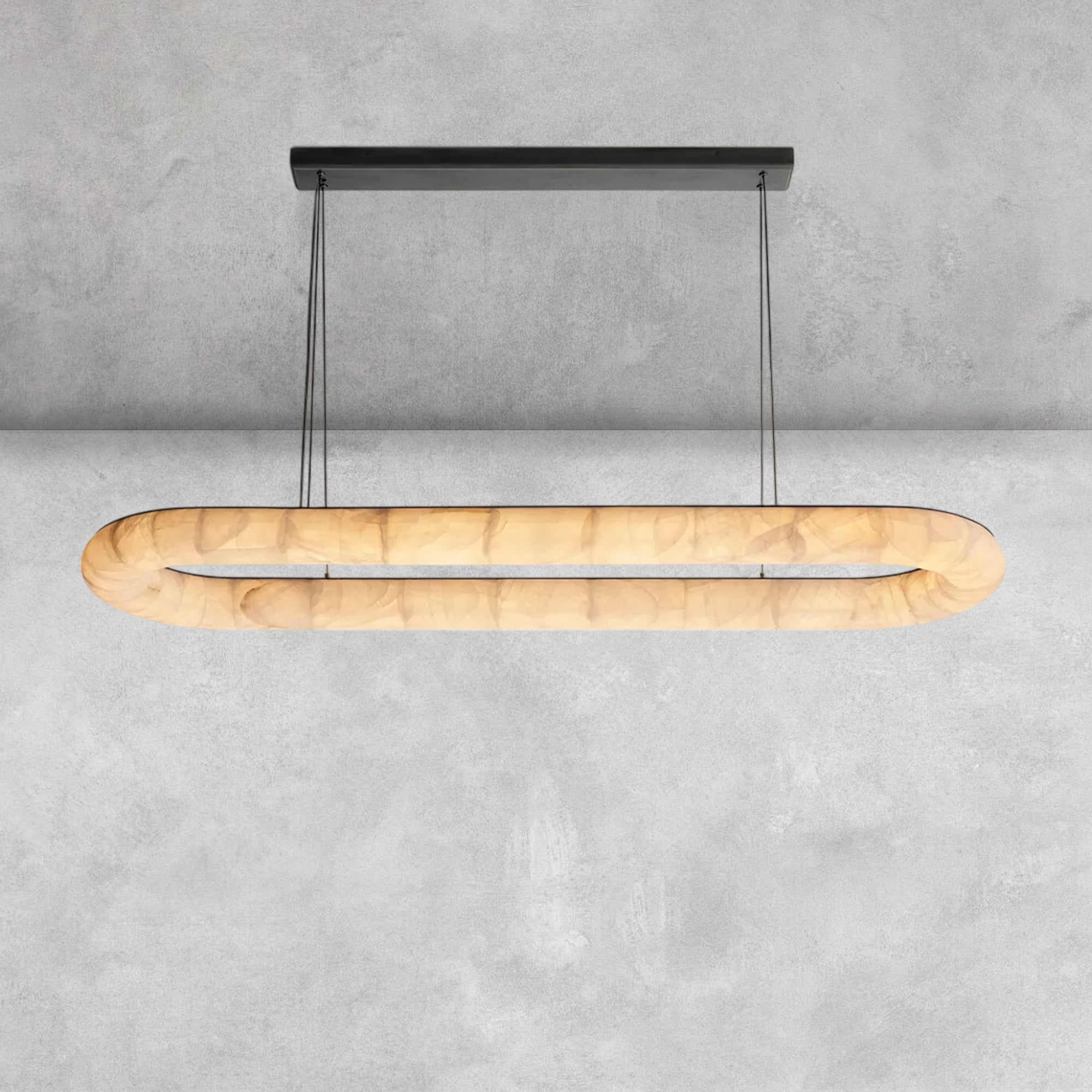 Riora Lisse Alabaster Oval Chandelier 57" 74"