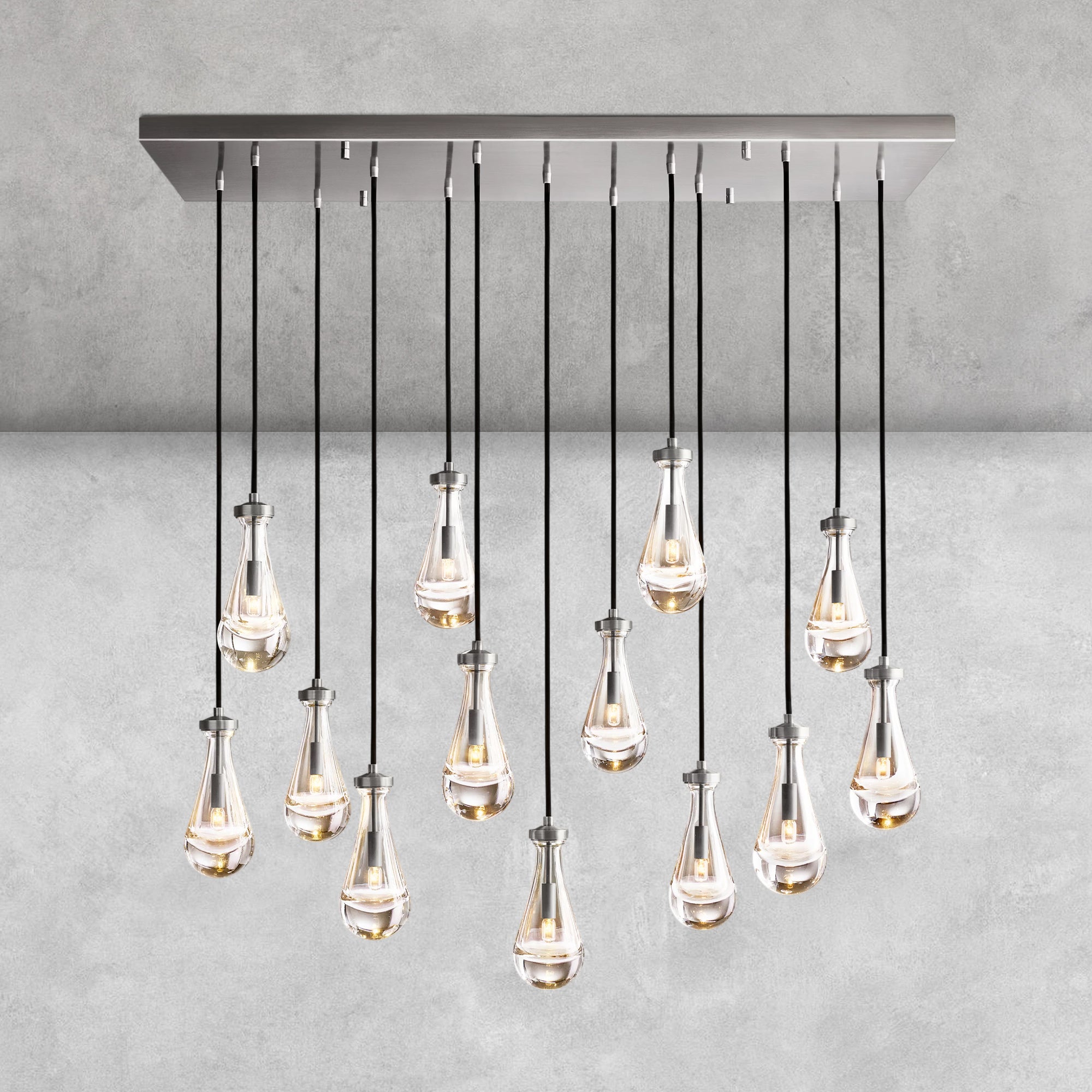 Raindrop Glass Linear Chandelier 54'' 72''