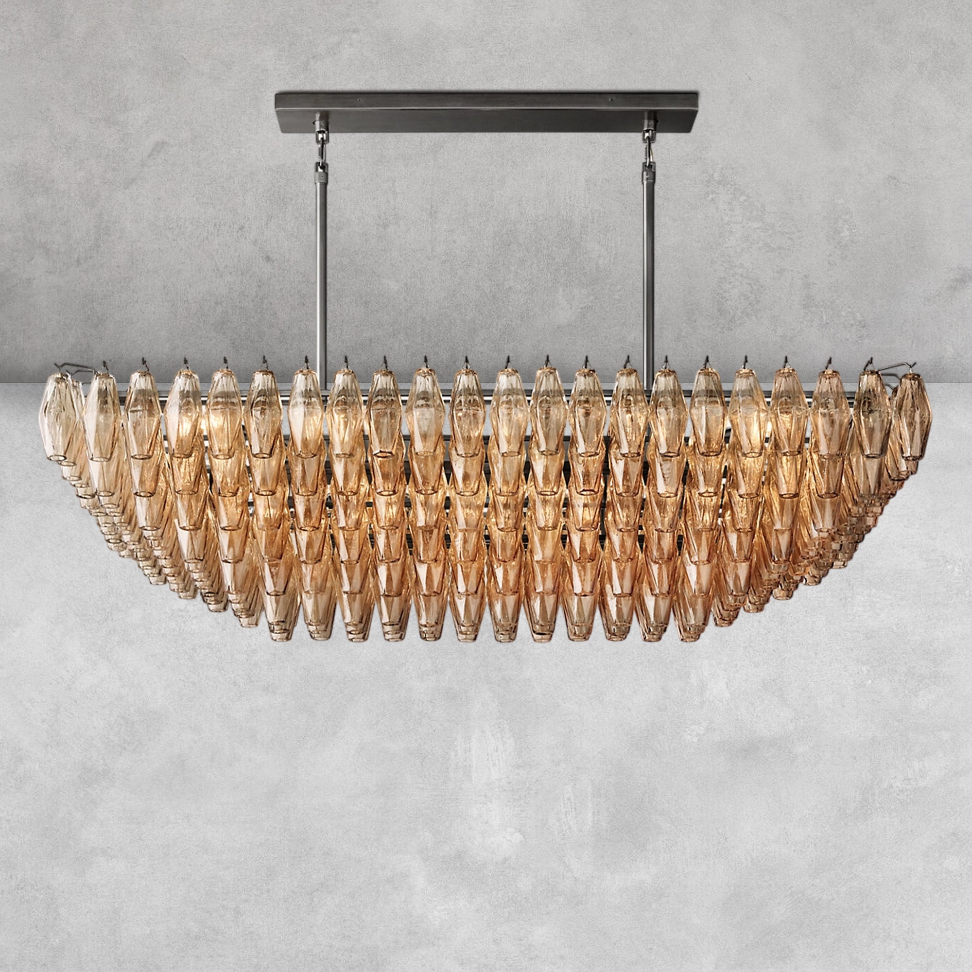 Kiaris Glass Tiered Rectangular Chandelier 54'' 74''