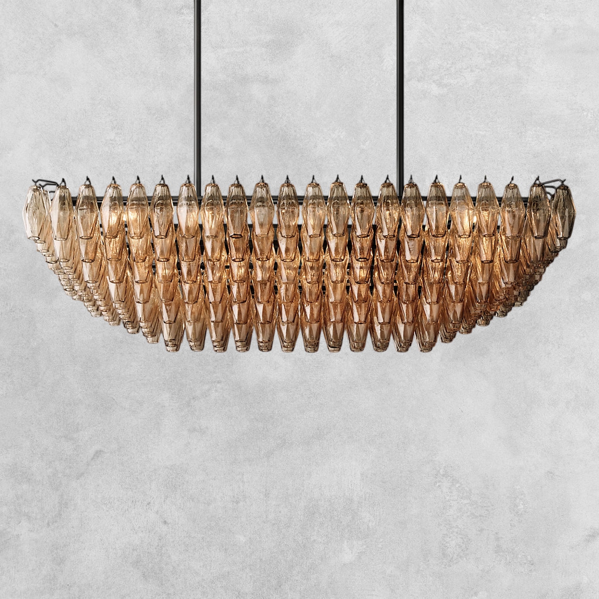 Kiaris Glass Tiered Rectangular Chandelier 54'' 74''