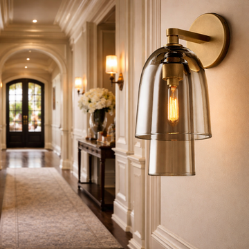 Bloma Amber Glass Flute Sconce