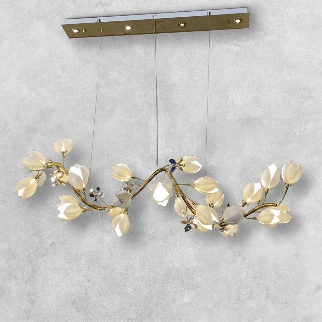 Art Design Creative Ceramic Magnolia Ring/Linear Chandelier for Bedroom/Living Room/Dining Room/Kitchen Island