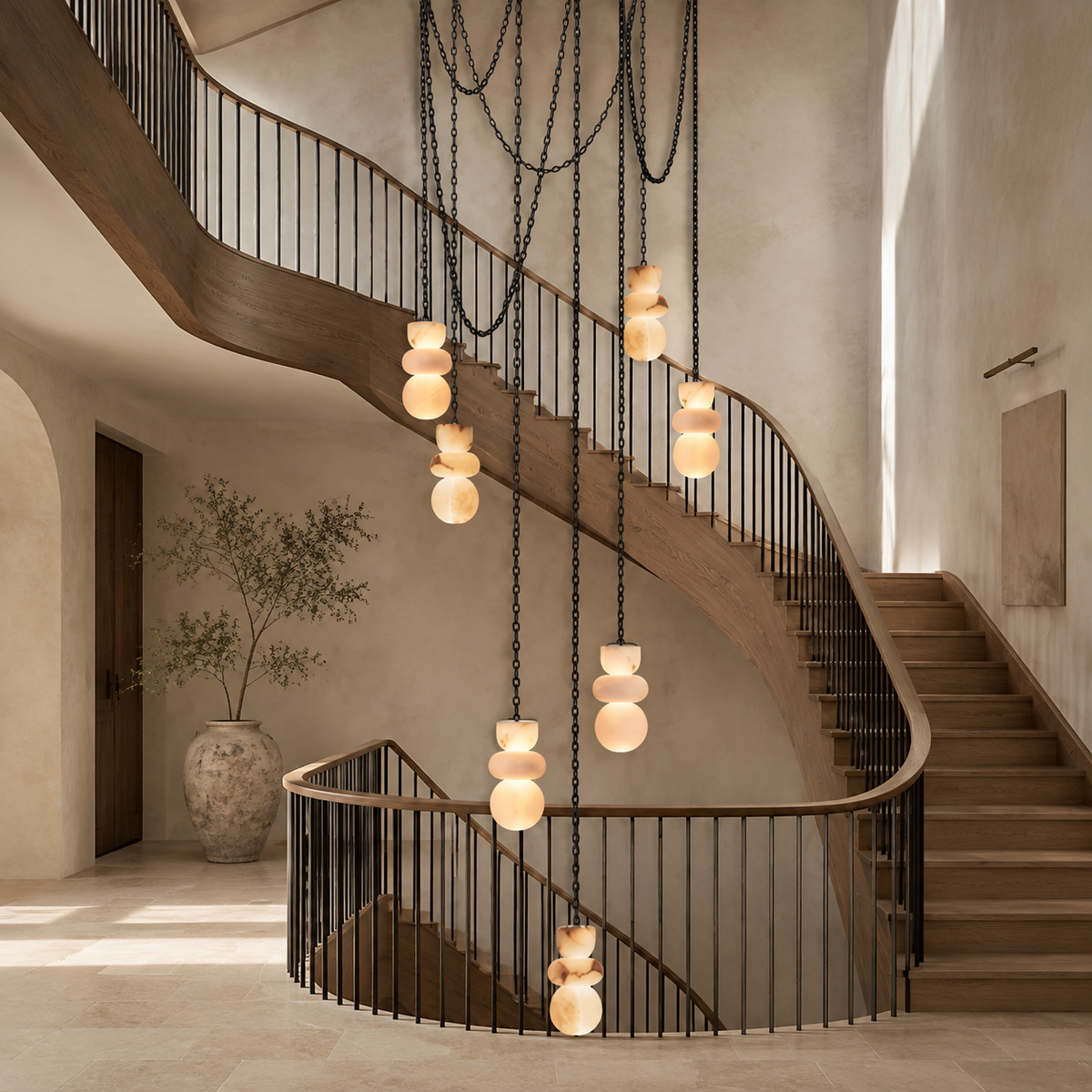 Orba Chain Alabaster Chandelier