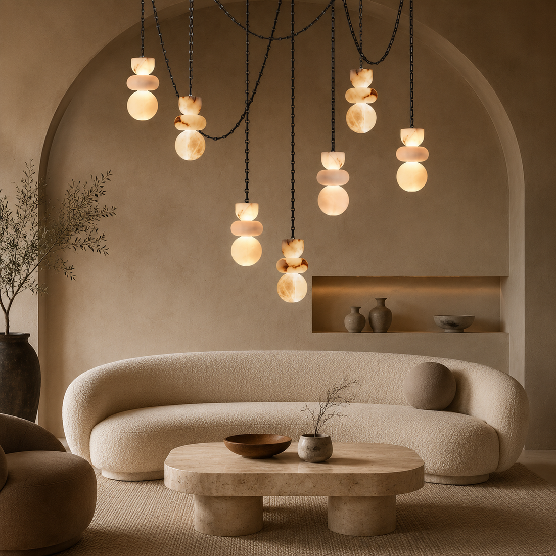 Orba Chain Alabaster Chandelier