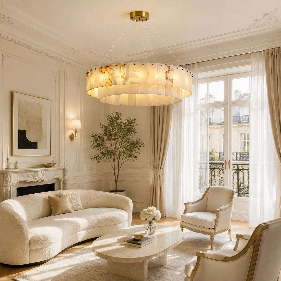Soleva Alabaster Tiered Chandelier