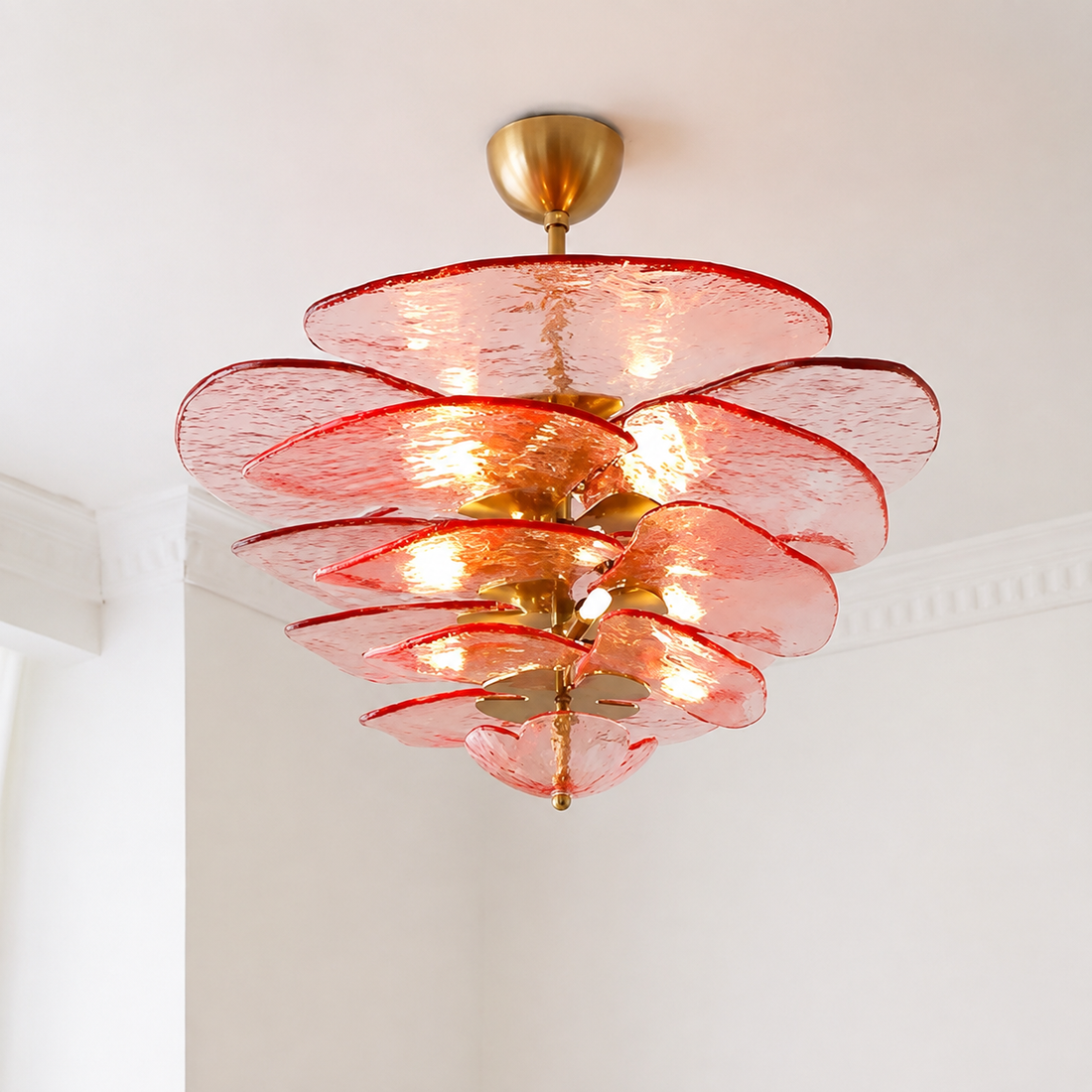 Petal Cascade Murano Style Glass Chandelier