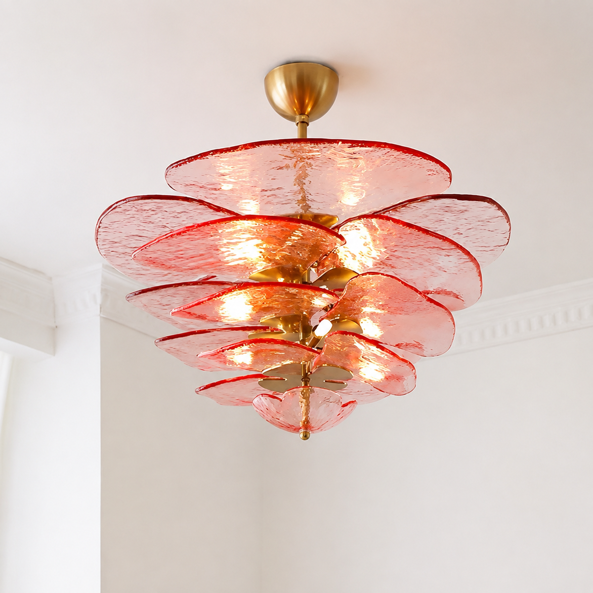 Petal Cascade Murano Style Glass Chandelier