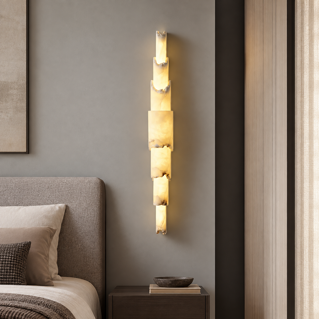 Layered Alabaster Organic Modern Stravelle  Wall Sconce