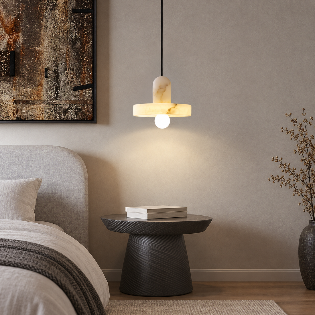 Alabaster Disc Minimalist Discora  Pendant Light