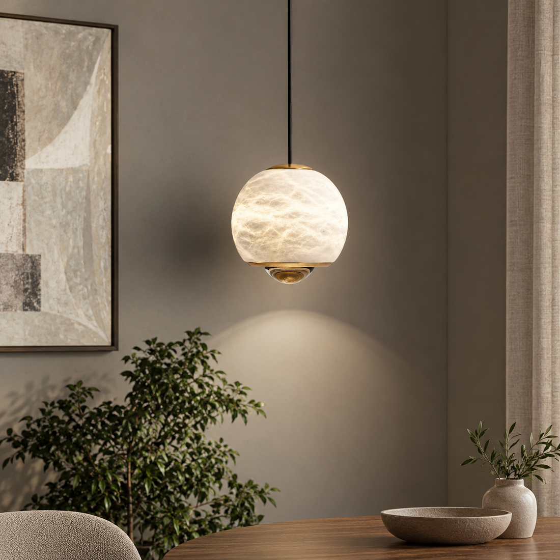 Alabaster Globe Modern Orbelle Pendant Light