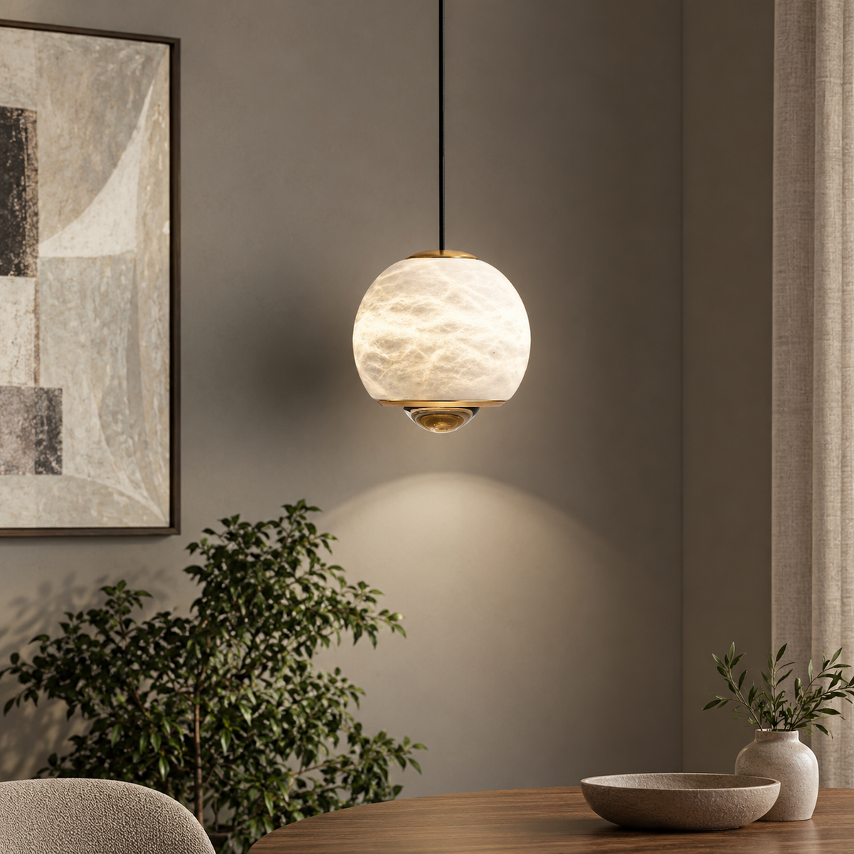 Alabaster Globe Modern Orbelle Pendant Light