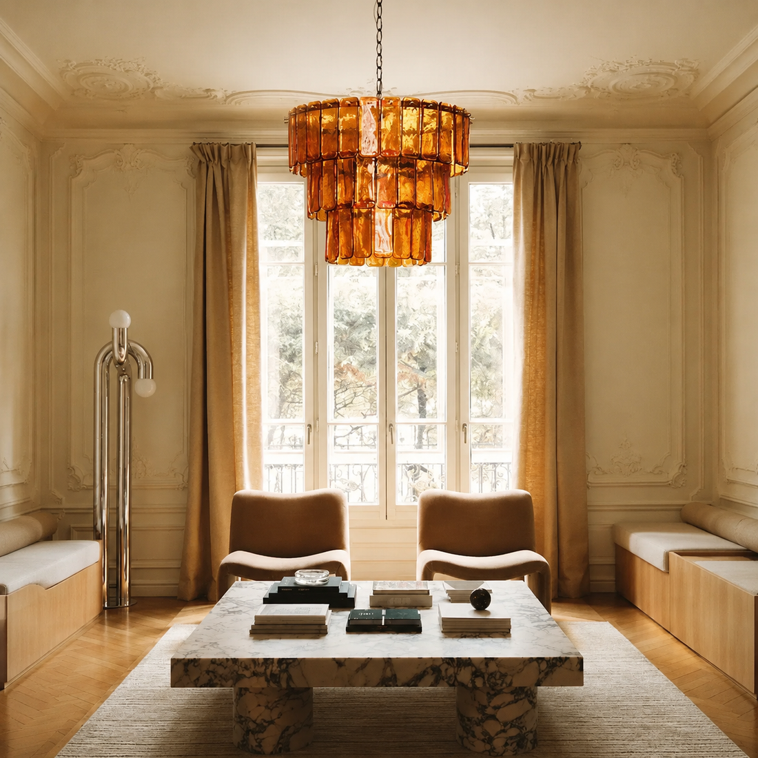 Artisan Murano Style Soleva Ember Bedroom Chandelier