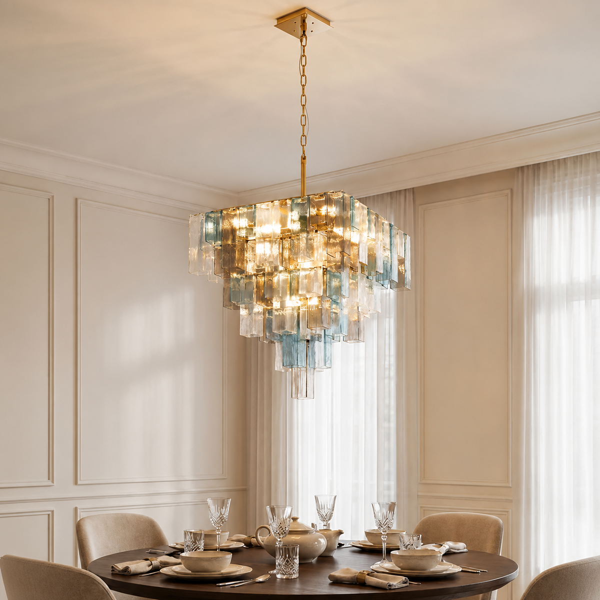 Artisan Murano Style Chromatic Vault Chandelier