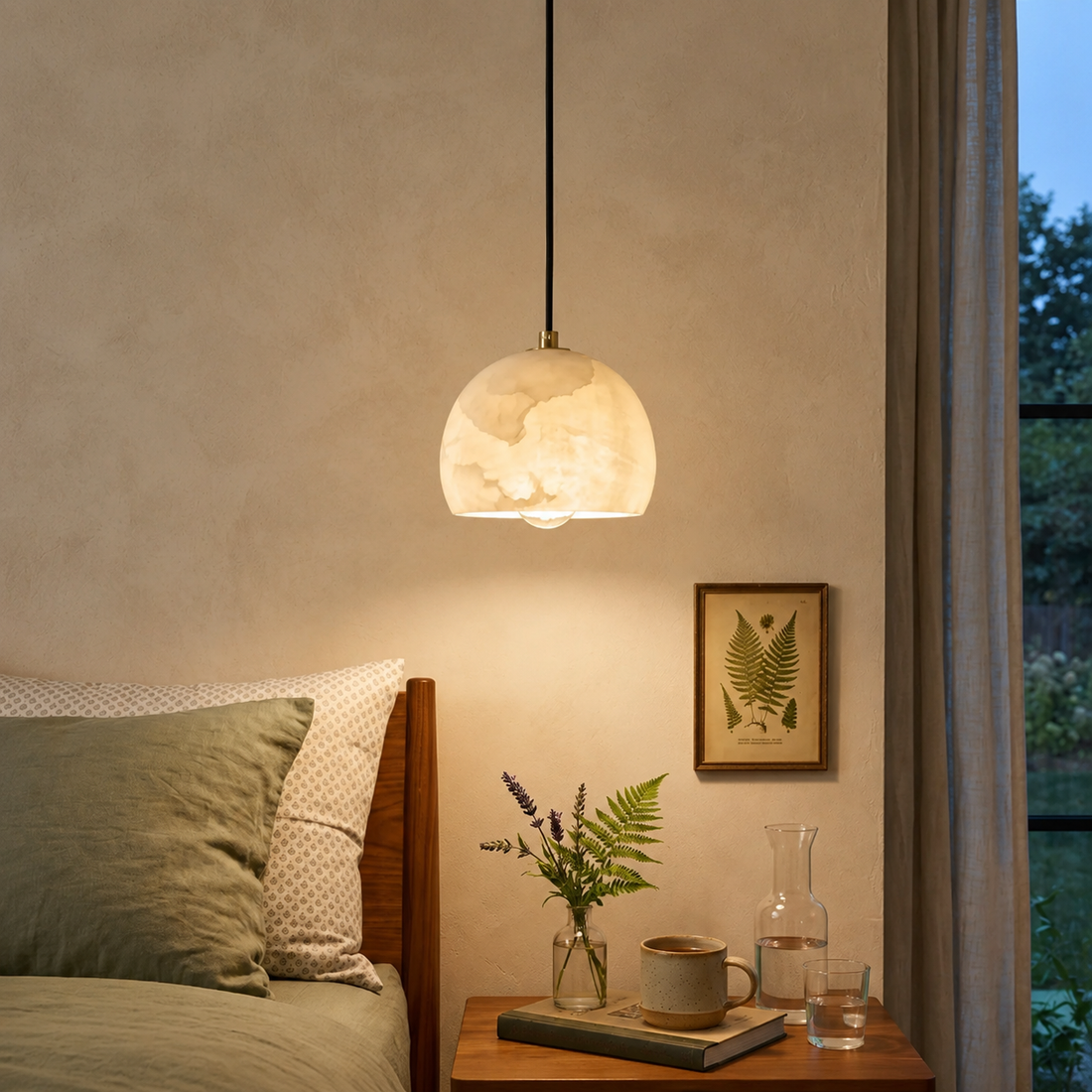 Ltalian Modern Alabaster LunettaDining Room Pendant Light