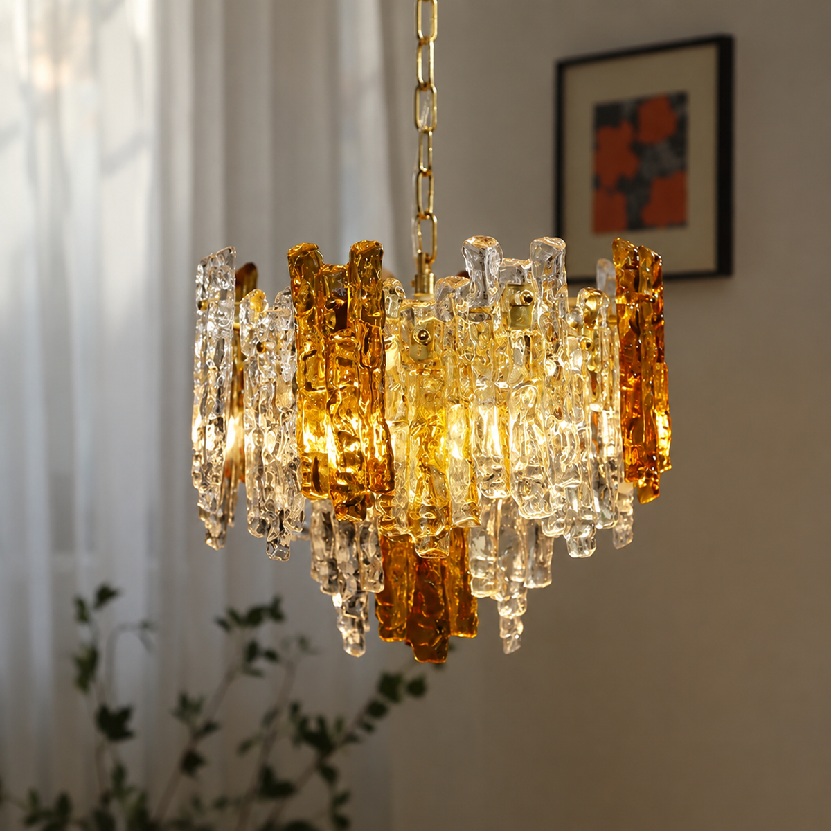Glacier Ember Glass Chandelier