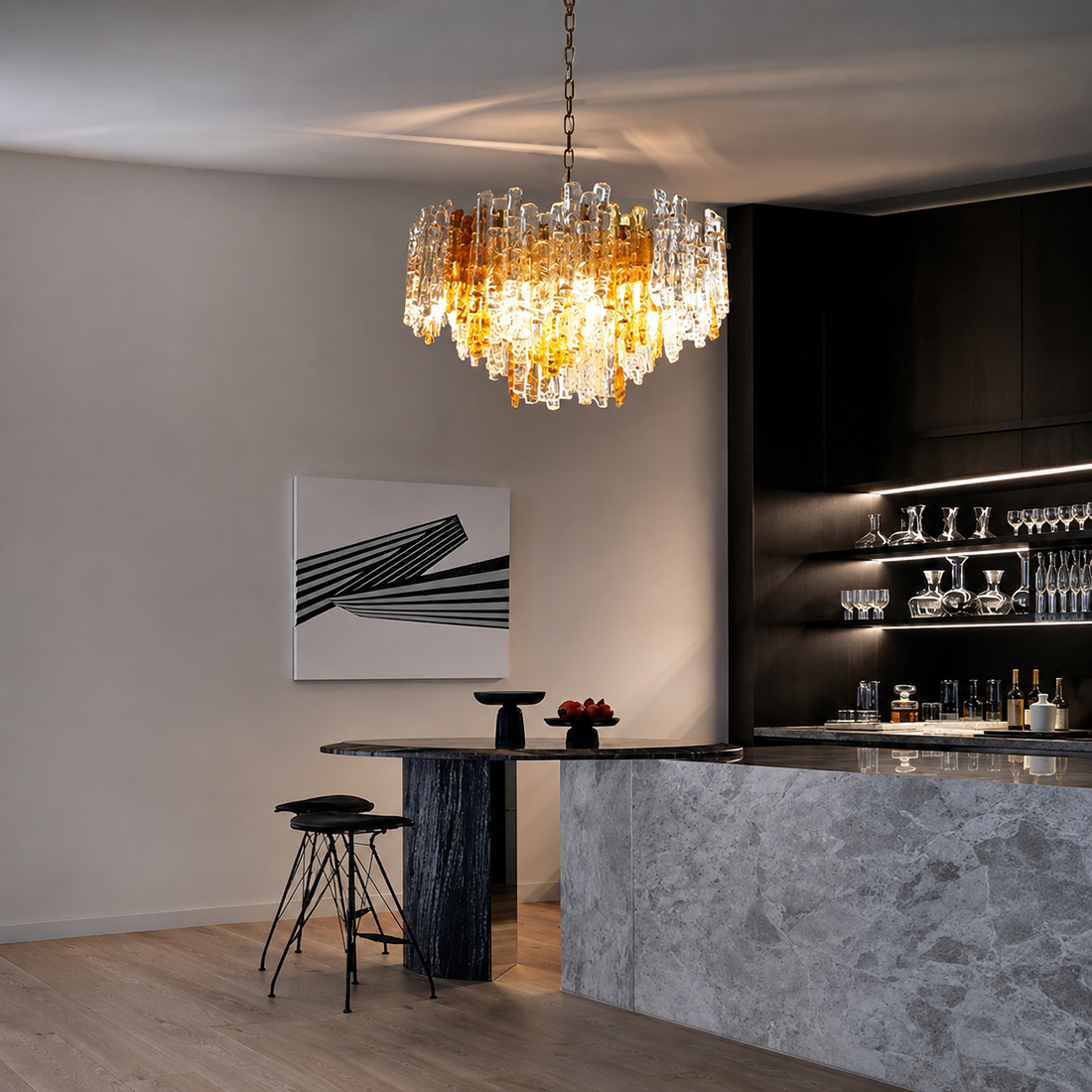 Glacier Ember Glass Chandelier