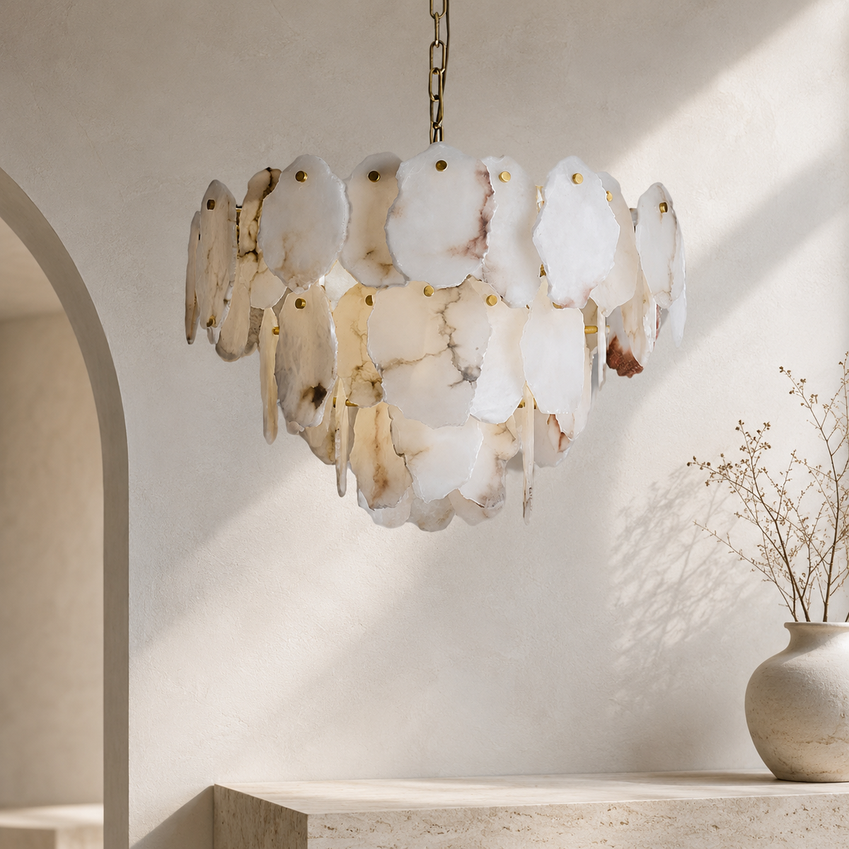 Celestara Alabaster French Art Deco  Chandelier