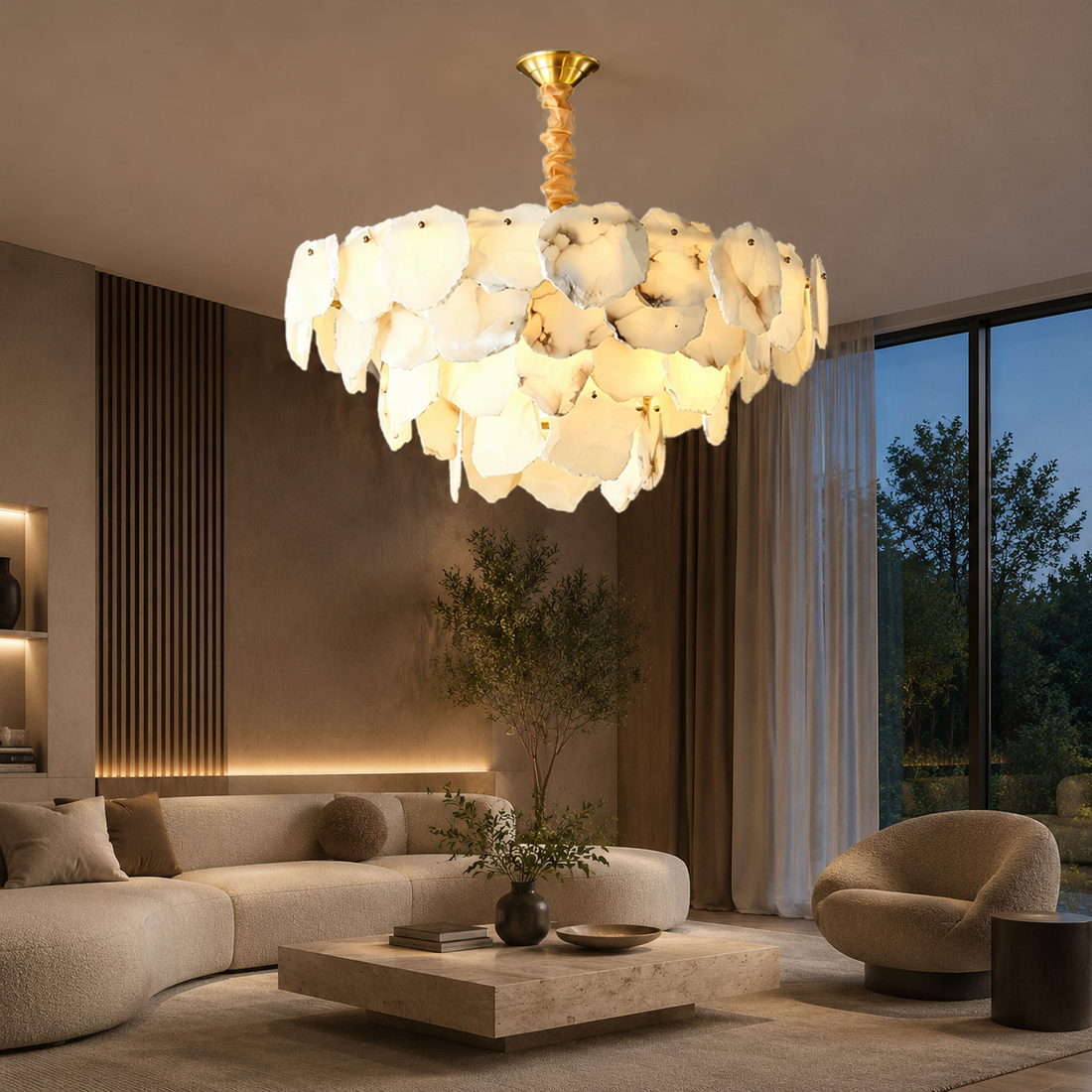 Celestara Alabaster French Art Deco  Chandelier