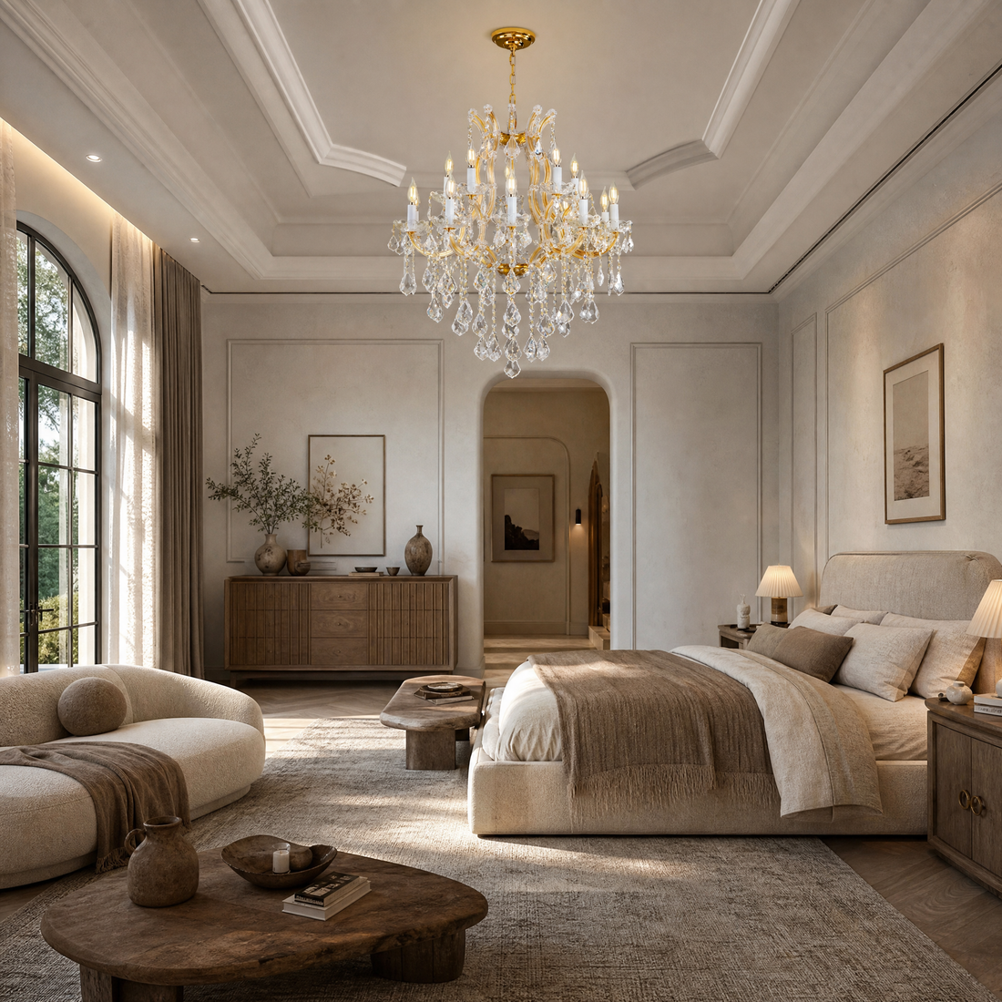 Maria Theresa Gold Chandelier in brushed / gold-plated