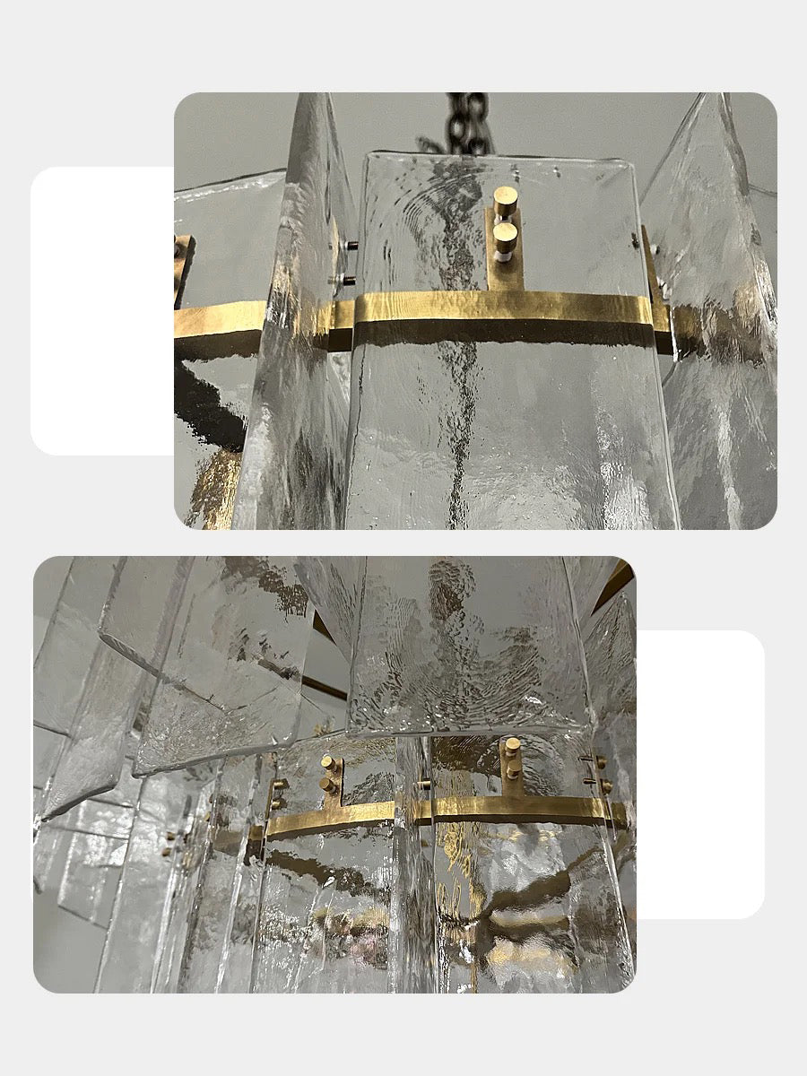 Lattica Glass Tiered Gold Chandelier for Foyer, Living Room, Entryway