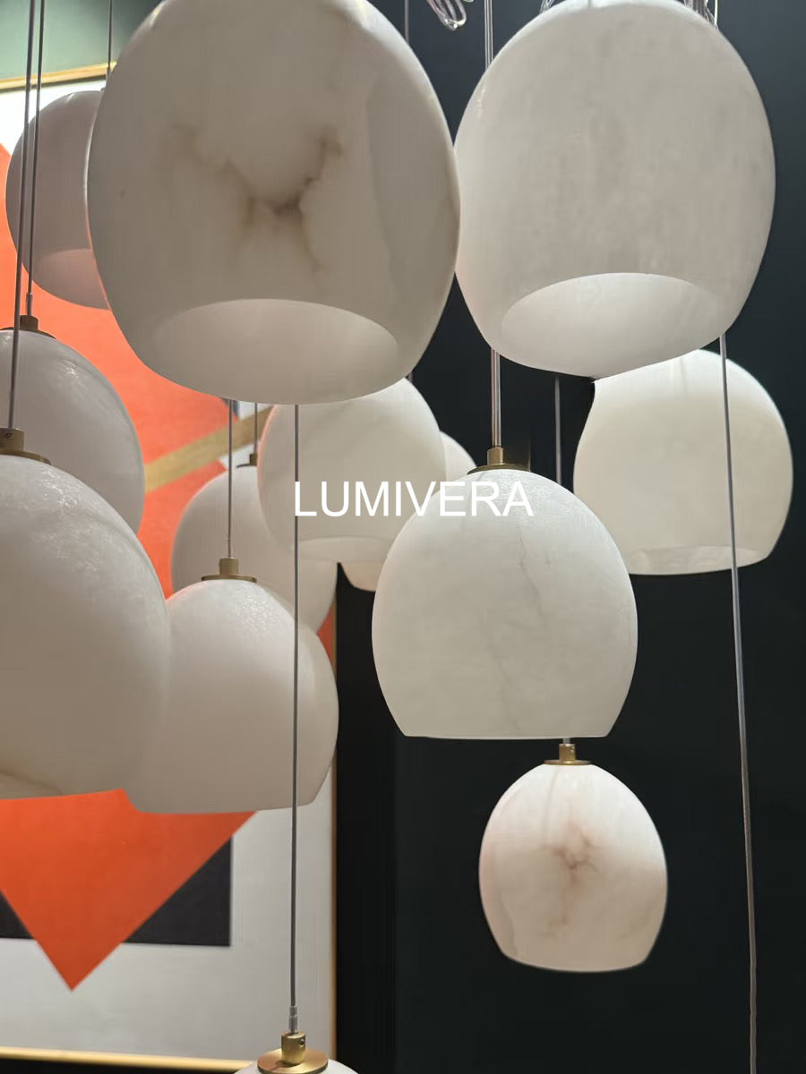 Arica Round Gold Alabaster Chandelier