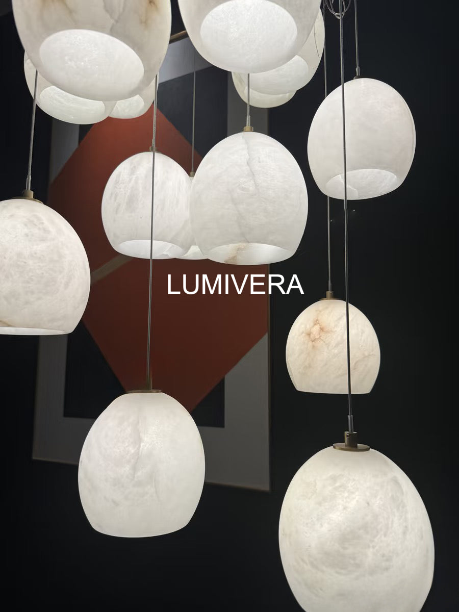Arica Round Gold Alabaster Chandelier