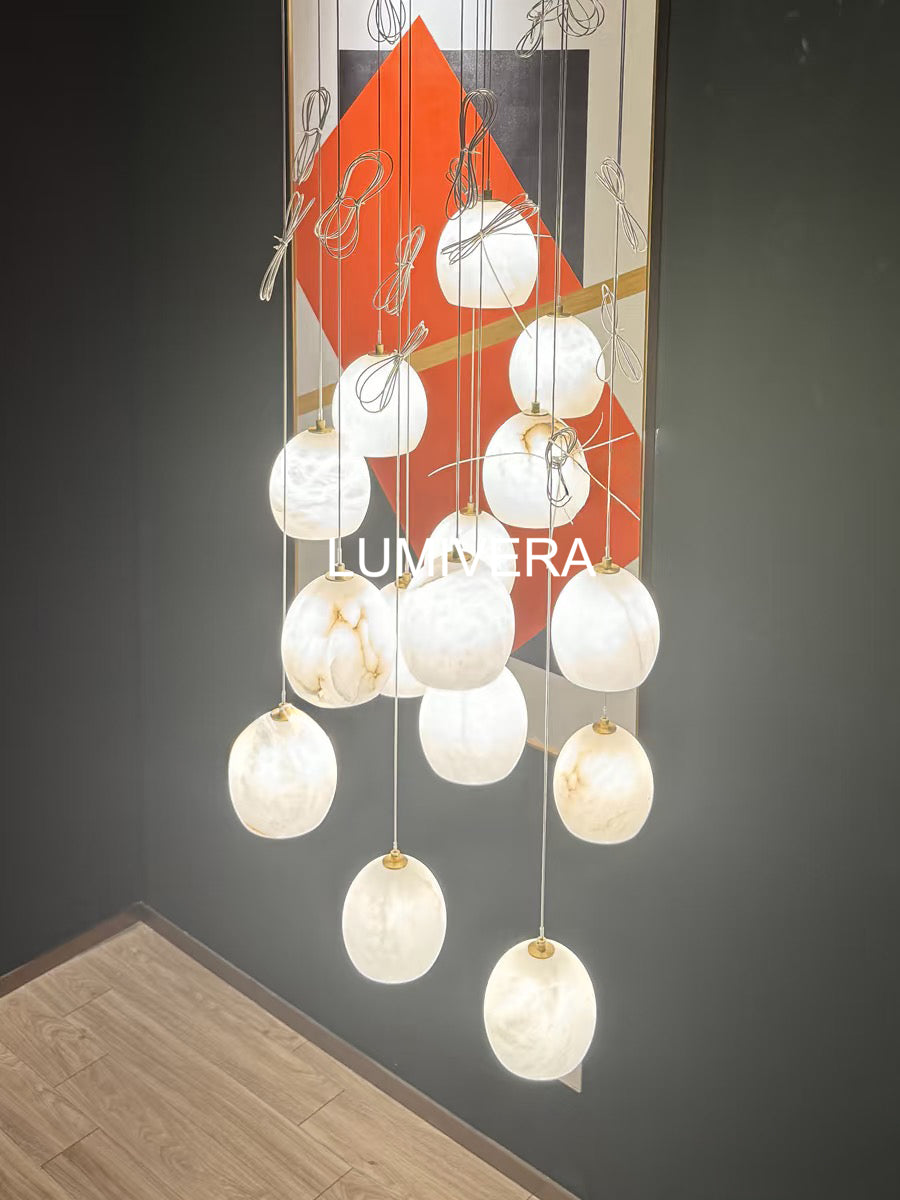 Arica Round Gold Alabaster Chandelier