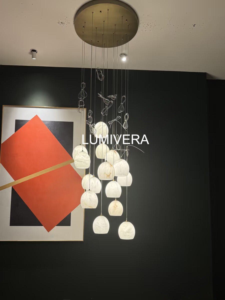Arica Round Gold Alabaster Chandelier