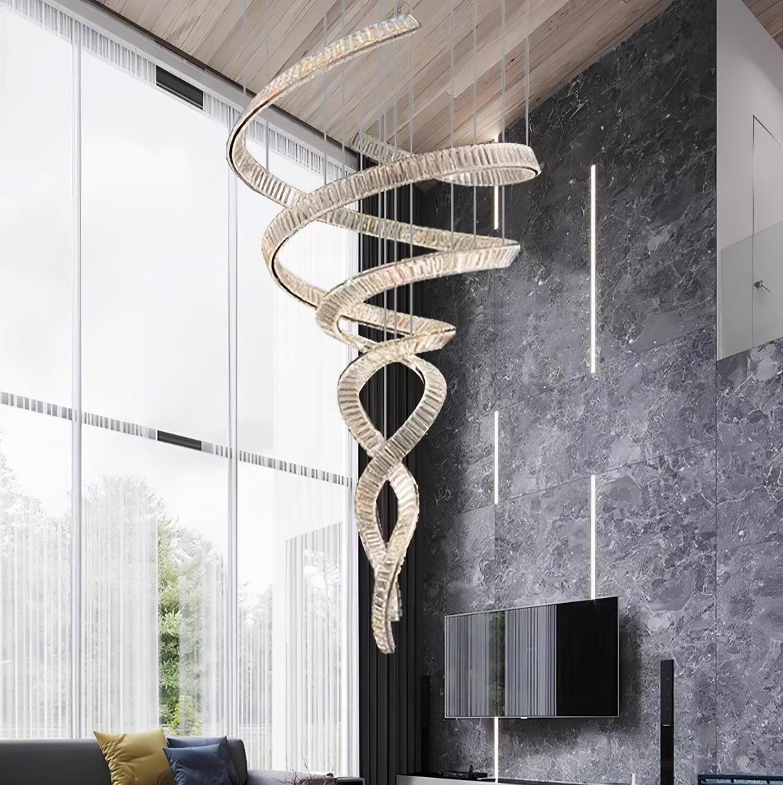 Long Spiral Crystal Chandelier - Trivellolab