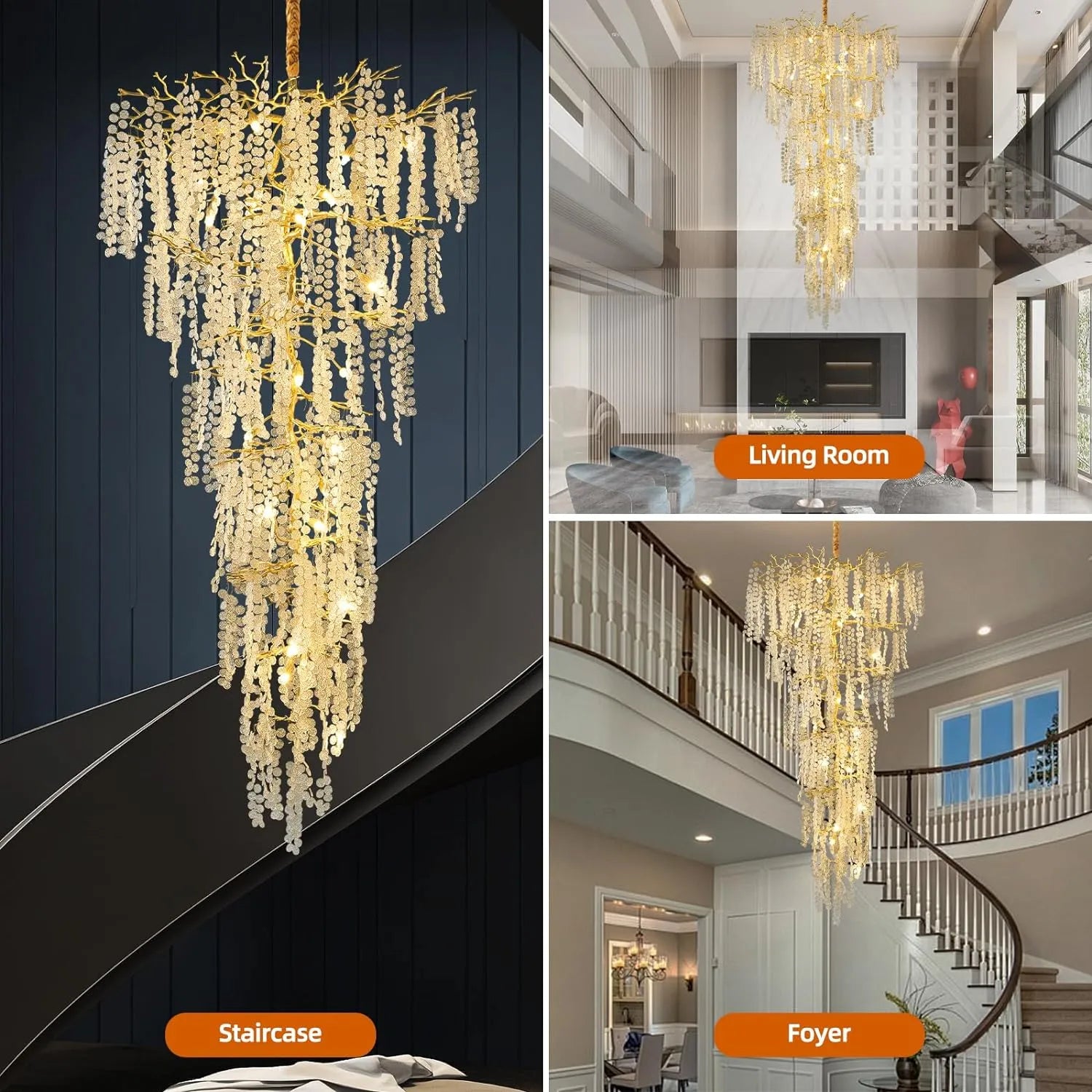 TLL Foyer Large Tree Branch Ceiling Chandelier