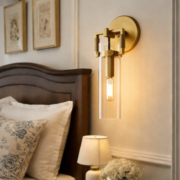 Machinise Glass Cylinder Sconce