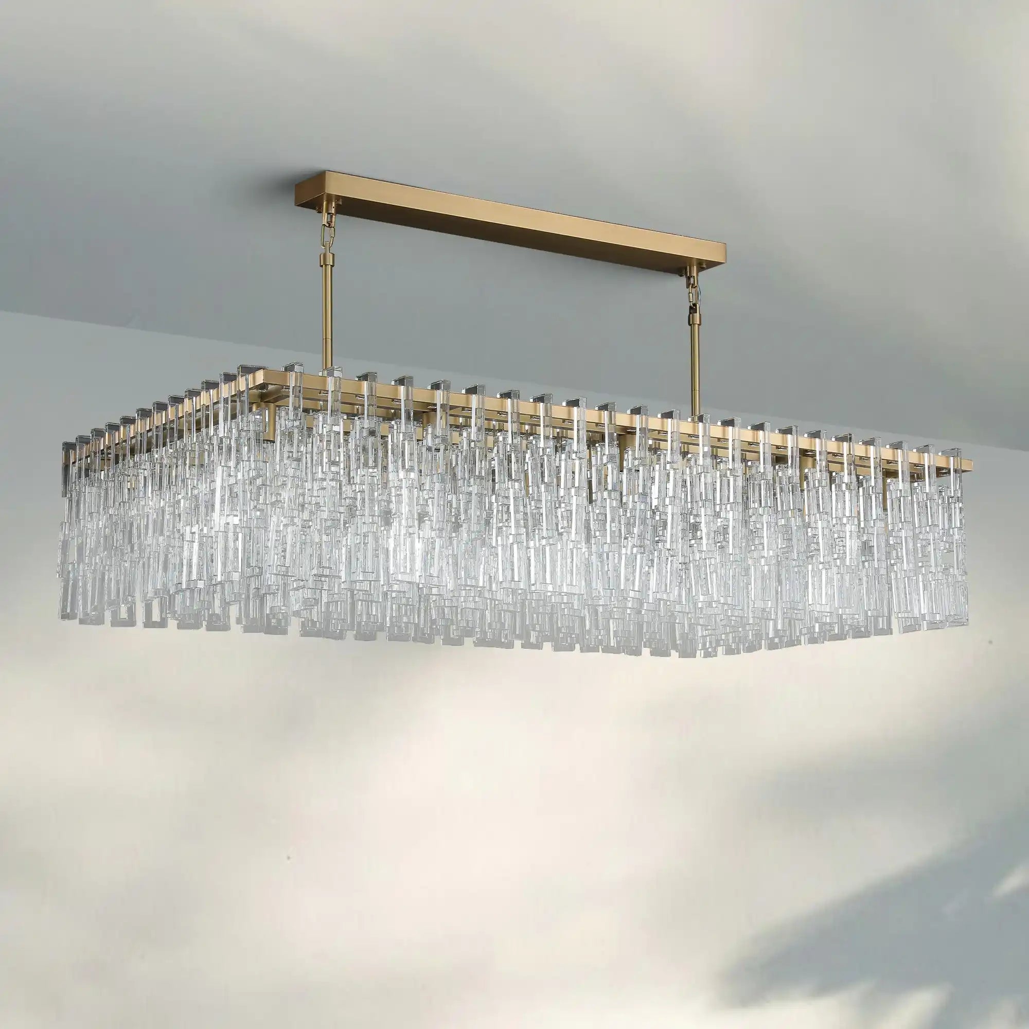 Aurelia K9 Crystal Modern Rectangular Chandelier 60"
