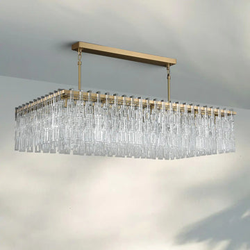 Aurelia K9 Crystal Modern Rectangular Chandelier 60"
